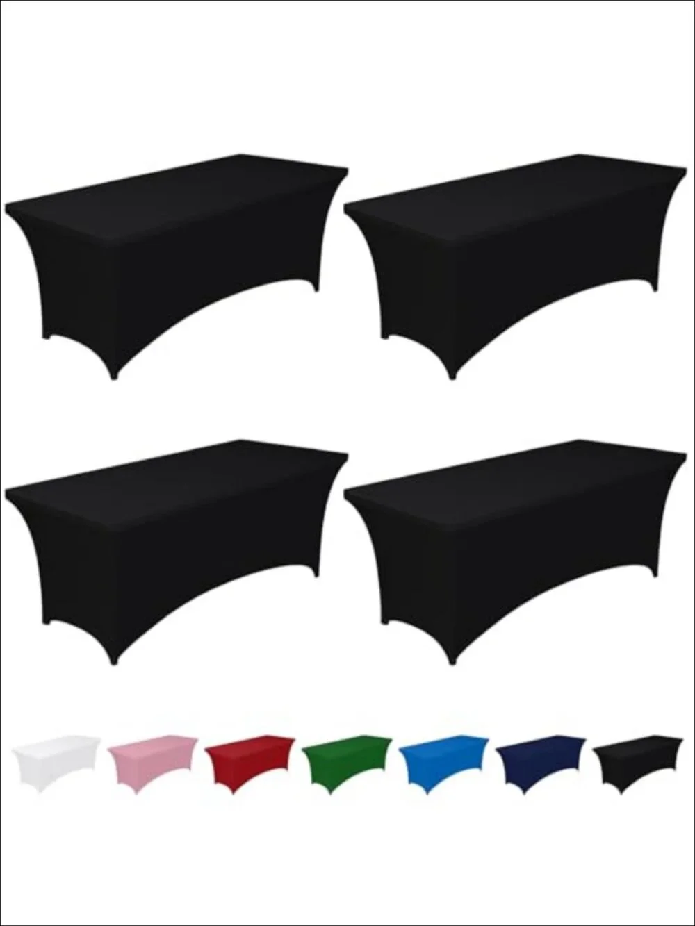 Spandex Tablecloth 6ft 4 Pack Polyester Stretch Fitted Table Cover for Parties